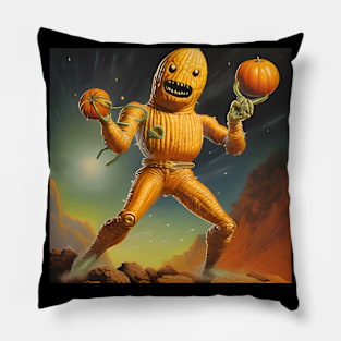 Pumpkin Alien Playing With Pumpkins Pillow