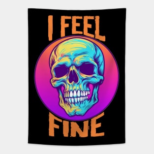 Funny Halloween skeleton Drawing: "I Feel Fine" - A Spooky Delight! Tapestry