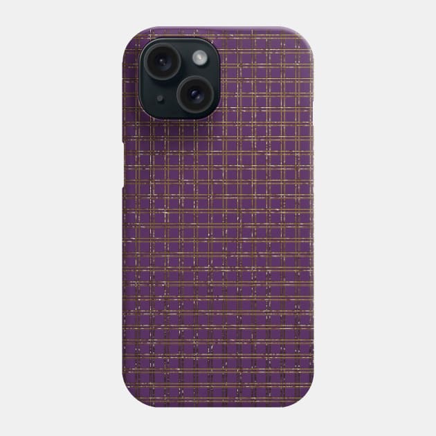 purple mask elegant golden grid pattern lattice on dark violet  face mask Phone Case by designsbyxarah
