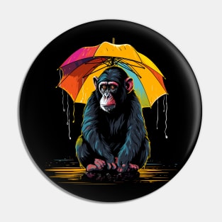 Monkey Rainy Day With Umbrella Pin