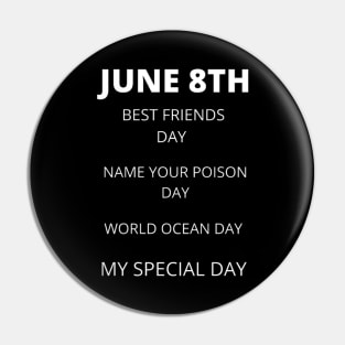 June 8th birthday, special day and the other holidays of the day Pin