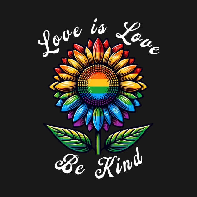 Love Is Love Rainbow Sunflower LGBT+ Gay Lesbian Pride 2024 by Dezinesbyem Designs