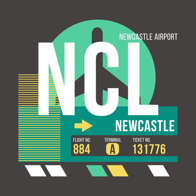 Newcastle (NCL) Airport // Retro Sunset Baggage Tag by Now Boarding