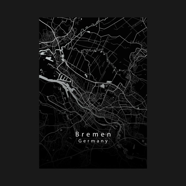 Bremen Germany City Map dark by Robin-Niemczyk