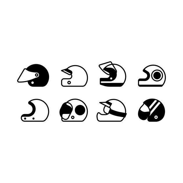 Illustration of stylized black and white motorcycle helmet by iswenyi Art