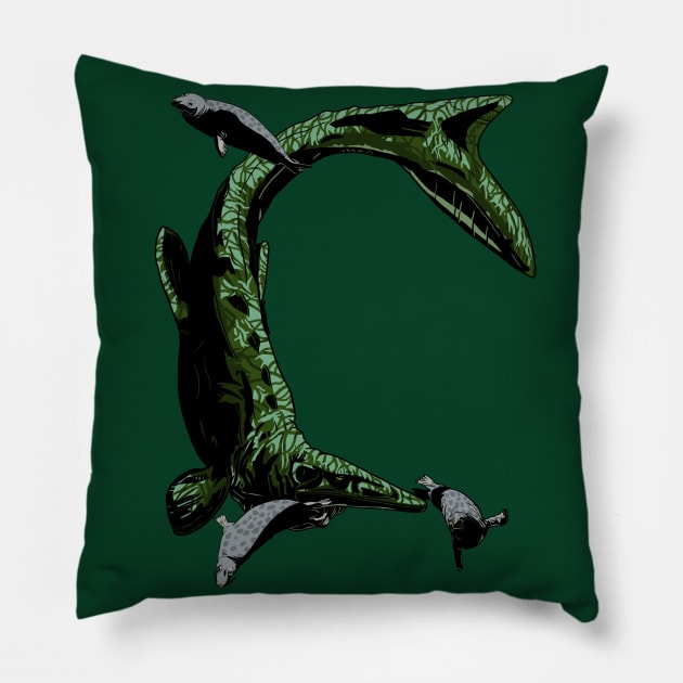 Modern Mosasaur Pillow by NikSwiftDraws