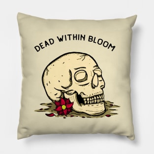 Hand Drawn Skull and Flower with vintage style illustration Pillow