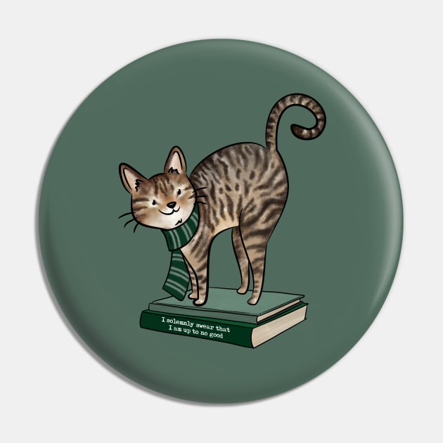 HP Green House Cat, Books and Quote Pin by indiebookster