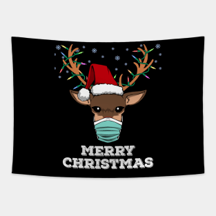 Merry Christmas 2020 Reindeer Face Mask Quarantine Tapestry