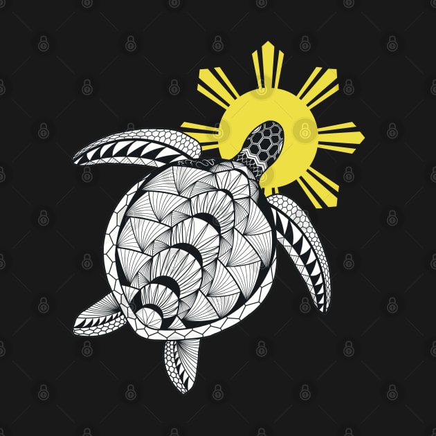 Philippine Sun / Tribal line Art Turtle by Pirma Pinas