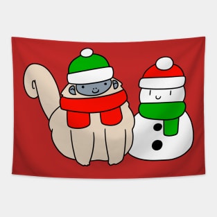 Fluffy Monkey and Snowman Tapestry