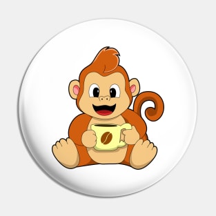 Monkey with Cup of Coffee Pin