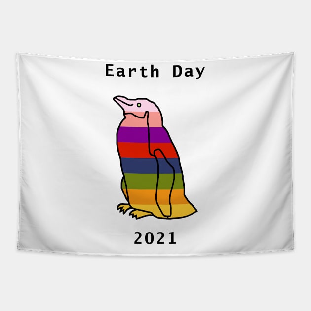 Rainbow Penguin for Earth Day 2021 Tapestry by ellenhenryart