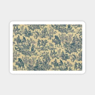 Toile de Jouy - blue and yellow Magnet