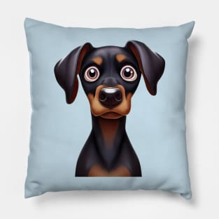 Adorable Doberman Puppy Graphic Design Pillow