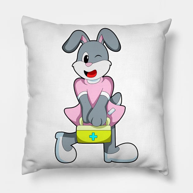 Rabbit as Medic with First aid kit Pillow by Markus Schnabel