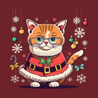 Mr Cute Christmas Kitty T-Shirt