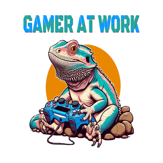 Busy Dragon Gamer Video Game Gecko Lizard by fantastic-designs