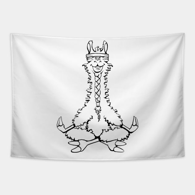 Meditating Llama - Line Drawing Tapestry by sketchtodigital