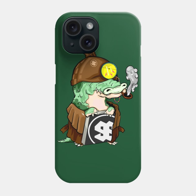 Cool alligator character smoking a cigar illustration Phone Case by slluks_shop
