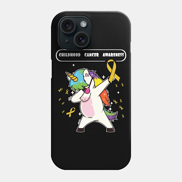 childhood cancer awareness t shirt dabbing unicorn warrior Phone Case by mazurprop