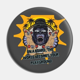 Skateboarder gorilla Pin