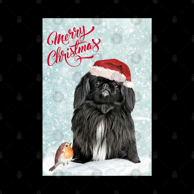 Blacl Pekingese Merry Christmas Santa Dog by Puppy Eyes