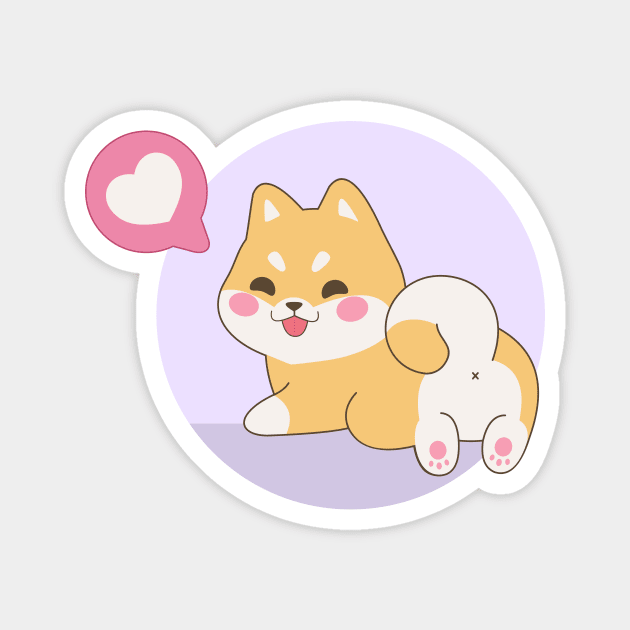 Kawaii Shiba Inu With Love Magnet by Purplehate