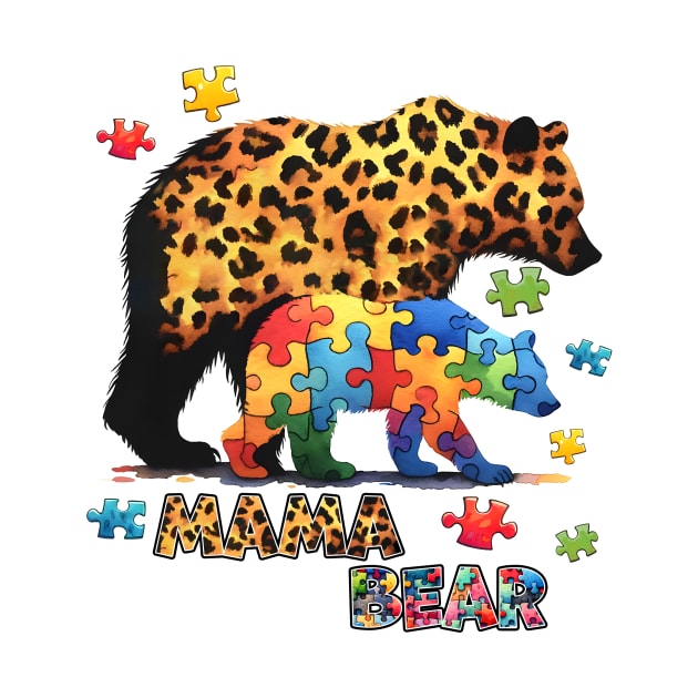 Autism Mama Bear Autism Awareness Gift for Birthday, Mother's Day, Thanksgiving, Christmas by skstring