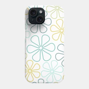 Abstract Flowers Teals Yellow Lime White Phone Case