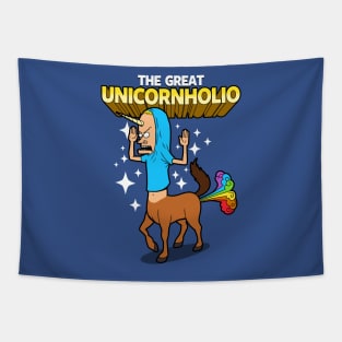 Funny Unicorn Farting Rainbow Retro 90's Cartoon Tapestry