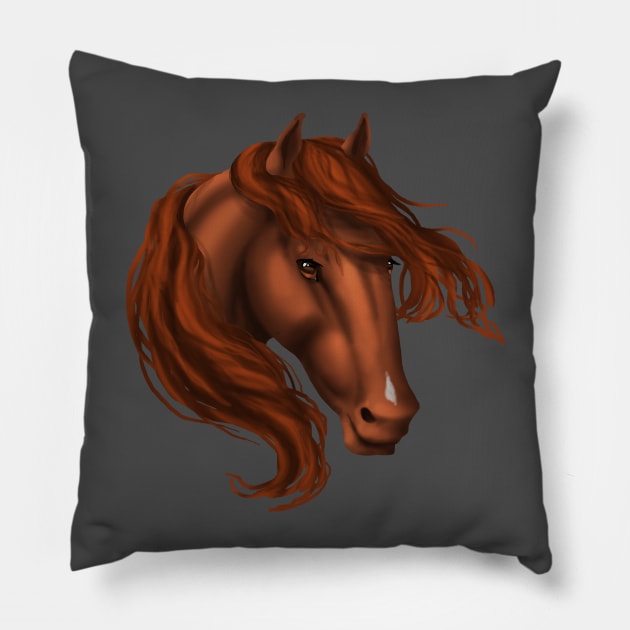 Horse Head - Sorrel Snip Pillow by FalconArt