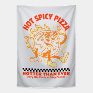 90s Retro Cartoon Hot Spicy Pizza Tapestry