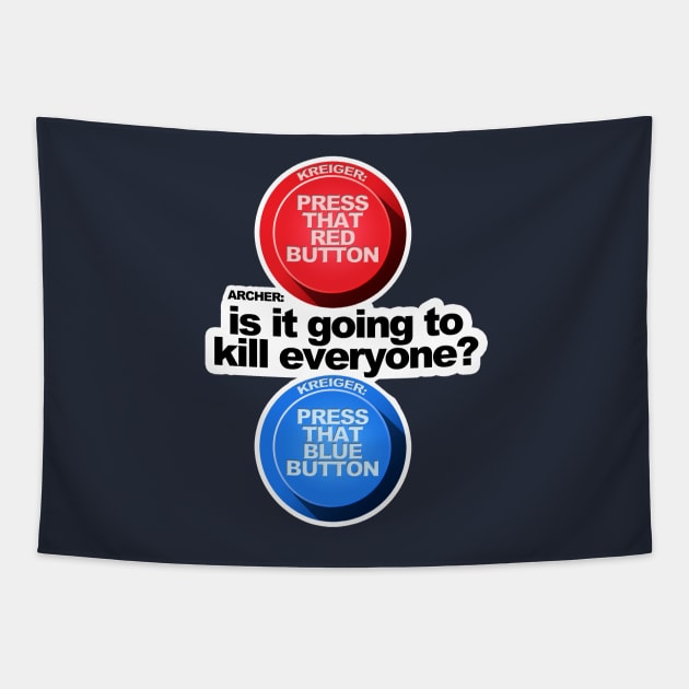 Red Button Tapestry by EJTees