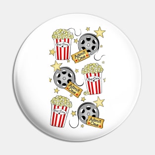 VIP Movie Night on white w/ pop corn Pin