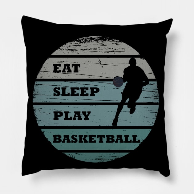 basketball vintage retro sunset Pillow by omitay