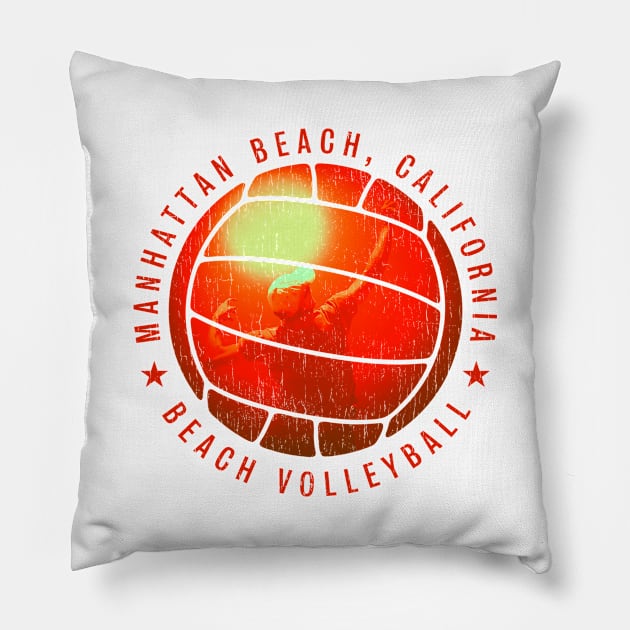 Hermosa Beach, California Beach Volleyball Pillow by cjboco