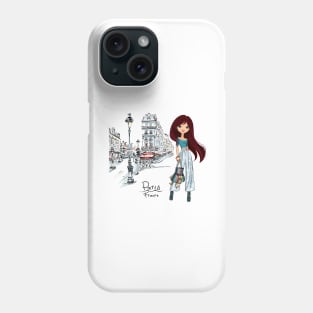 Vector fashion girl in Paris Phone Case