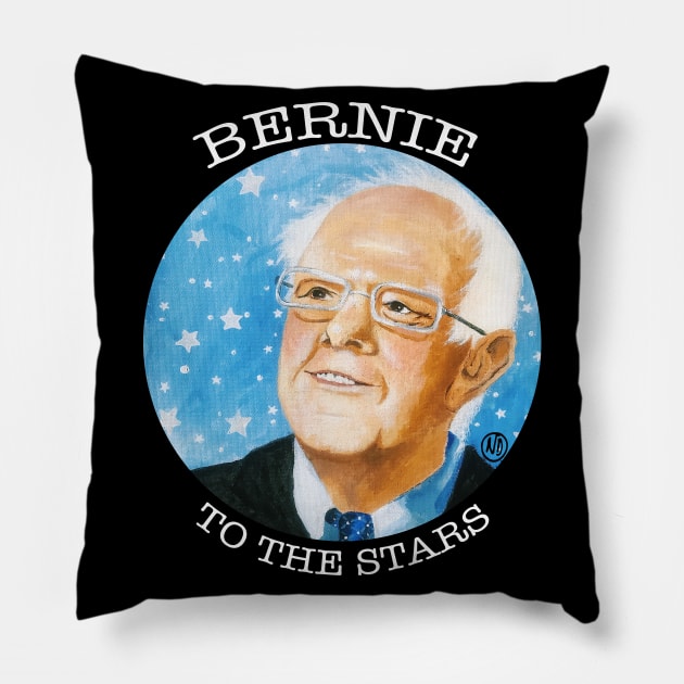 Bernie To The Stars -white design Pillow by Polkadotdreamer