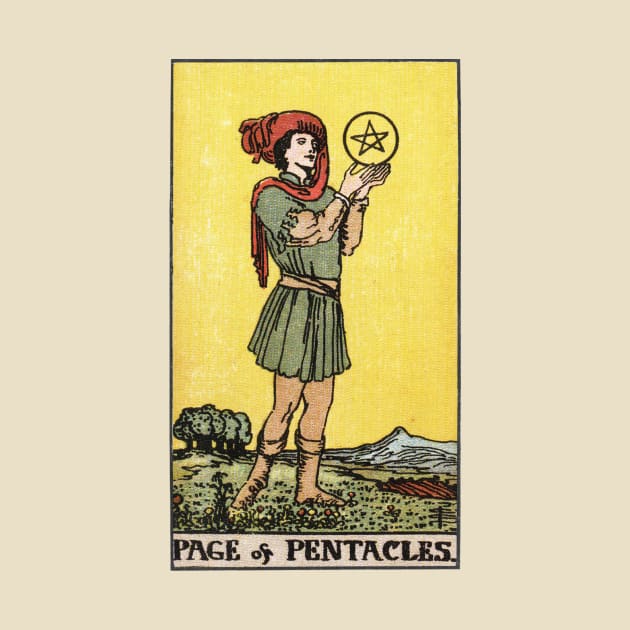 PAGE OF PENTACLES by WAITE-SMITH VINTAGE ART