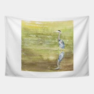 Great Blue Heron Reflects Tapestry