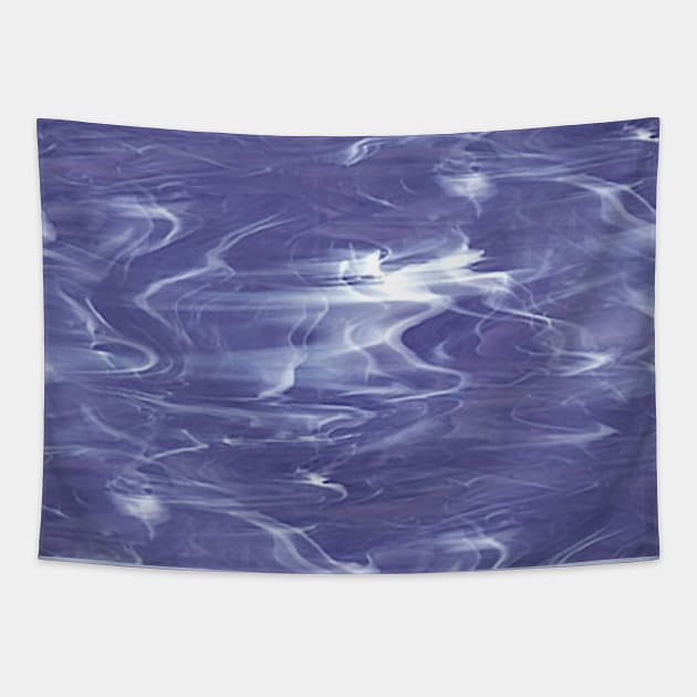 Denim Blue and White Swirl Smoke Glass Tapestry by Simple Life Designs