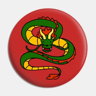 Grinning green dragon Pin