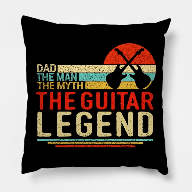 Vintage Dad The Man The Myth The Guitar Legend Pillow by AngelGurro