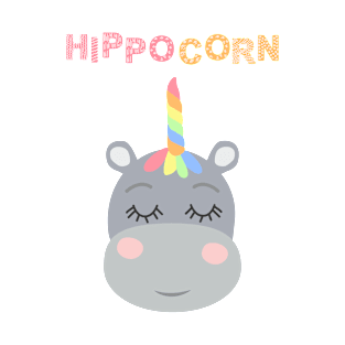 Cute sweet little hippo with a unicorn horn. Scandinavian style flat design. Concept for children print. T-Shirt