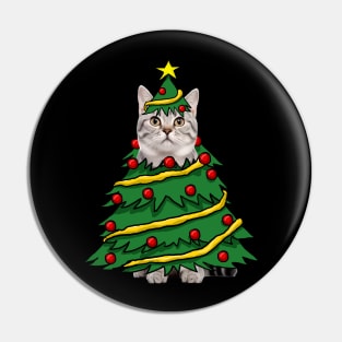 American Shorthair Christmas Tree Funny Xmas Cat Lover Pin