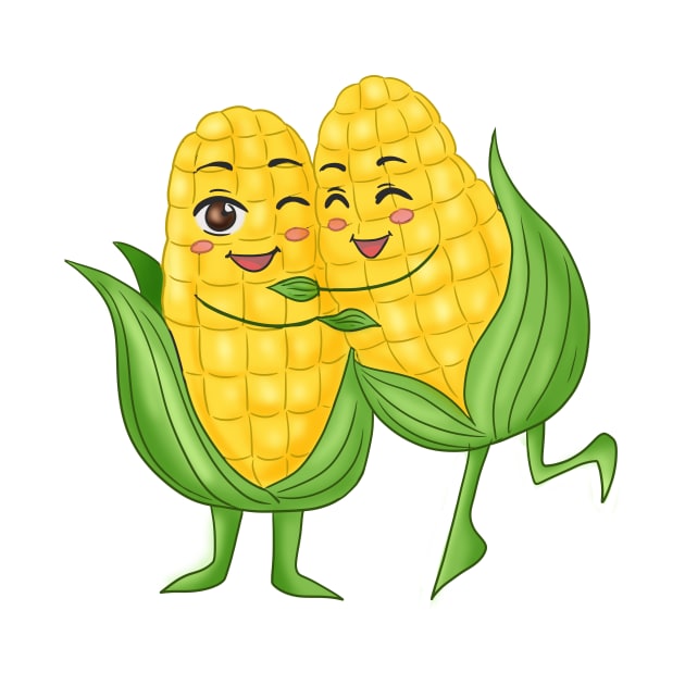 Cute corn couple hugging each other by CintiaSand