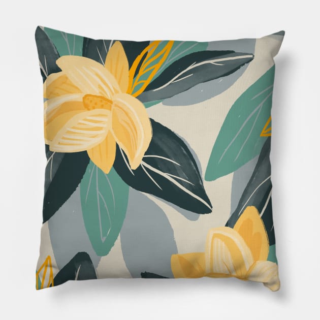 Magnolia Garden Print Pillow by Off The Hook Studio