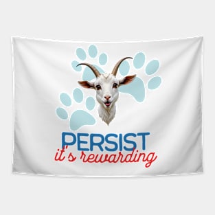 Cute Goat Minimalist Style Art | Persist, it's rewarding Tapestry