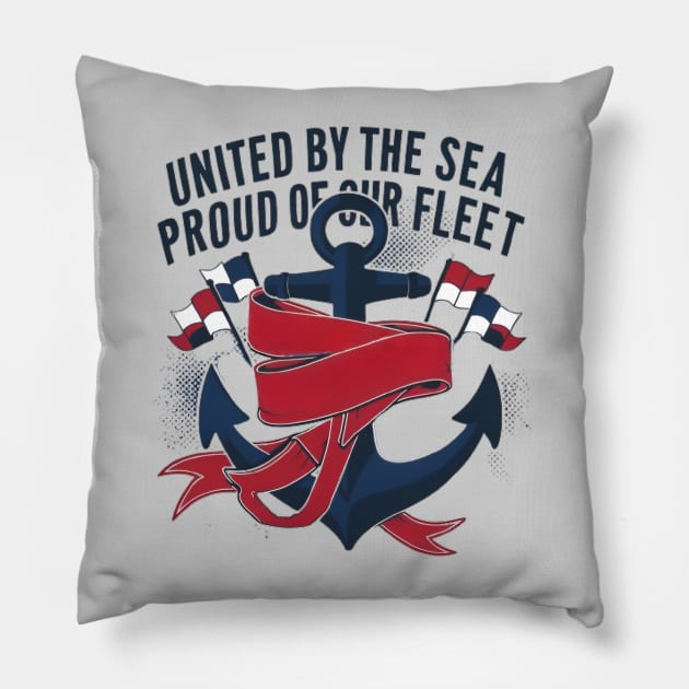 United by the sea, proud of our fleet , fleet week Pillow by CreationArt8